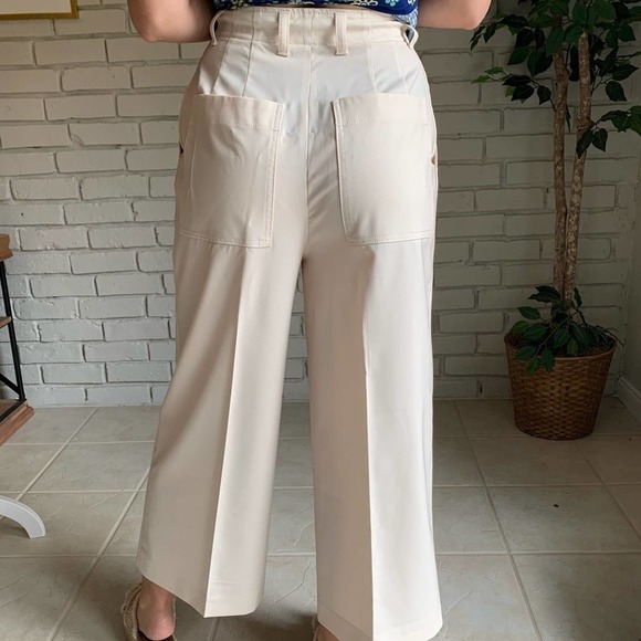 Proenza Schouler Cream Wool Blend Wide Leg Pleated Pants Size 2 - Picture 9 of 12